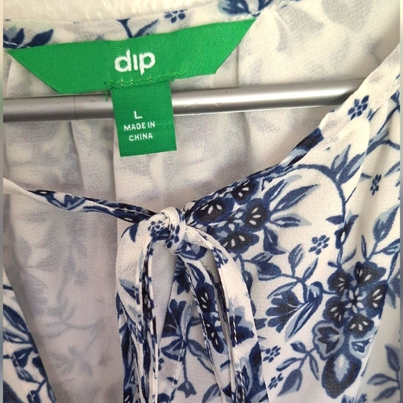 Dip Easy Utility Floral Tie-Neck Women's Dress Long Sleeves Size L NWT - Picture 3 of 5